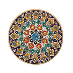 Dekorativer Keramikteller mit persischer Minakari Kunst Emaille für Wanddekoration