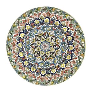 Dekorativer Keramikteller mit persischer Minakari Emaille für Wand- und Tischdekoration