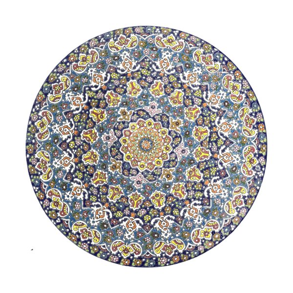 Dekorativer Keramikteller mit persischer Minakari Emaillearbeit für Wand- & Tischdekoration