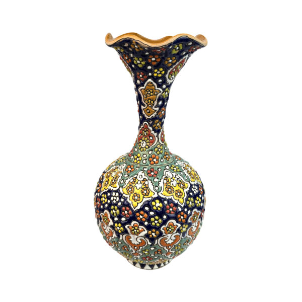 Dekorative Töpfer-Vase mit Persischer Minakari-Handbemalung in Emaillekunst