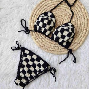 Fein handgefertigtes gehäkeltes Bikini-Set BH & Tanga für Damen