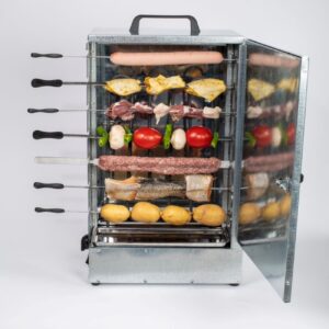 Elektrischer Kebab Grill Brenner – 14 Spieße, 2-seitig mit Kochzeit-Timer