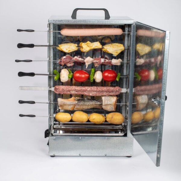 Elektrischer Kebab Grill Brenner - 14 Spieße, 2-seitig mit Kochzeit-Timer