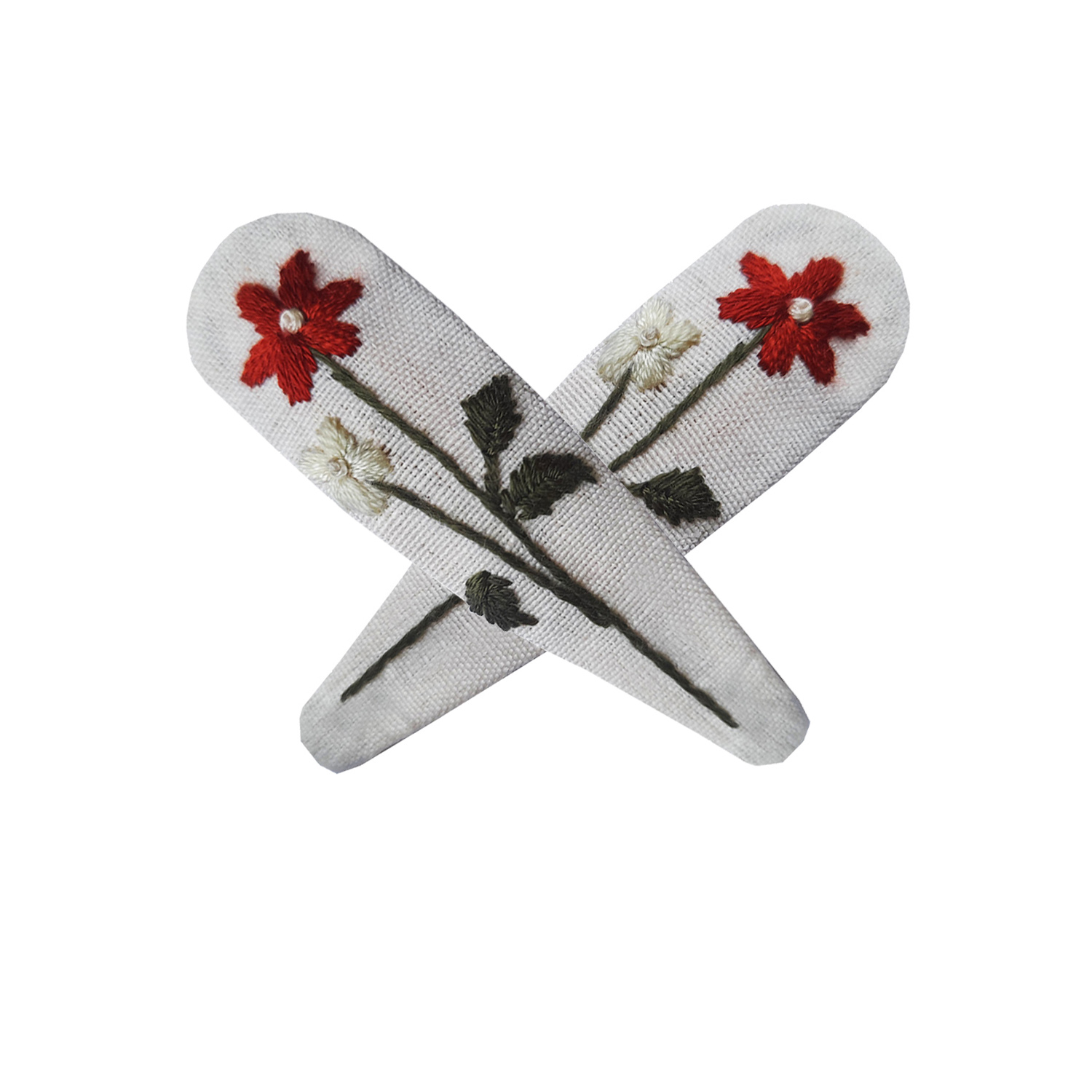 Besticktes Blumen-Snap-Haarspangen-Set aus 2