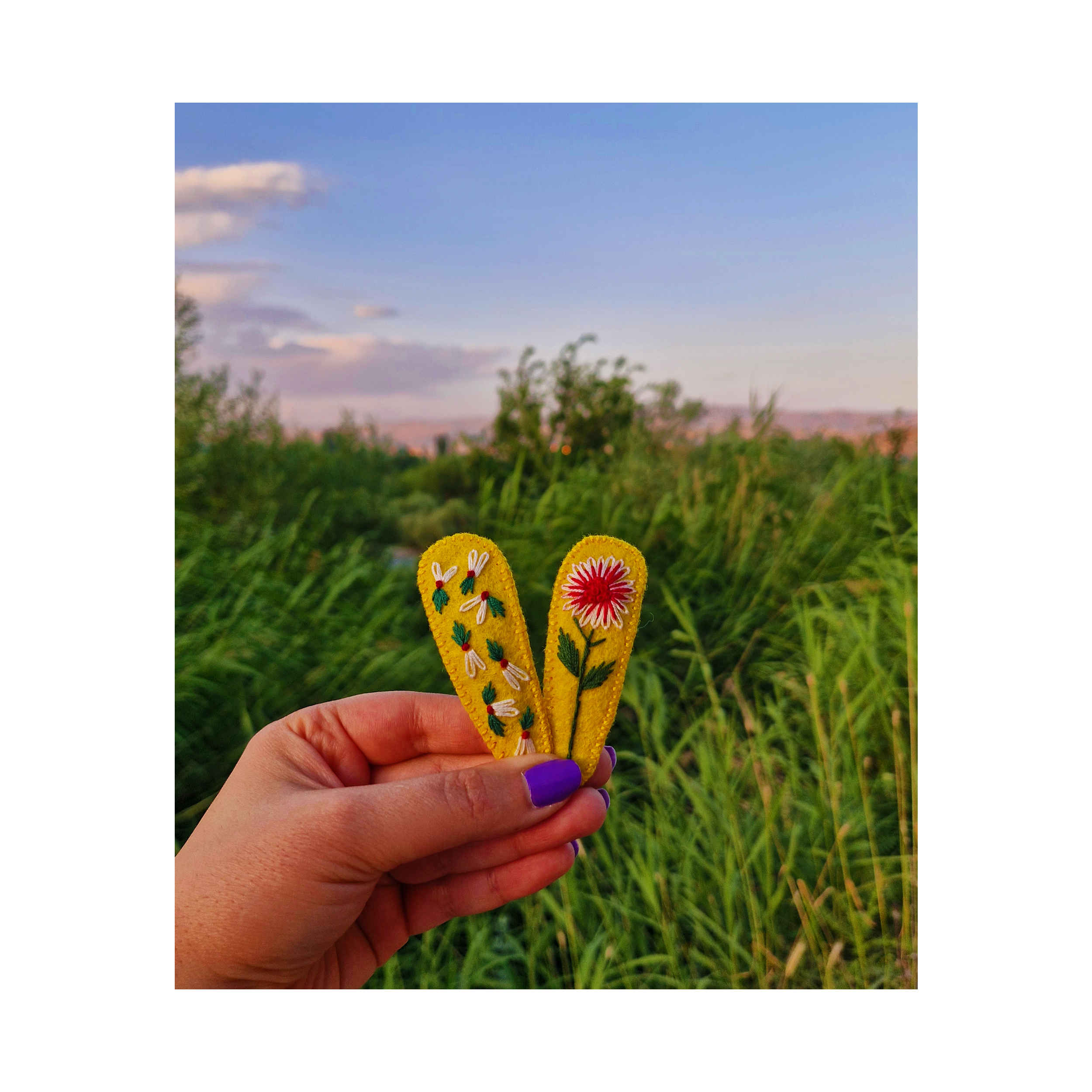 Besticktes Snap-Haarspangen-Set Handgewebt Modell Kirsche