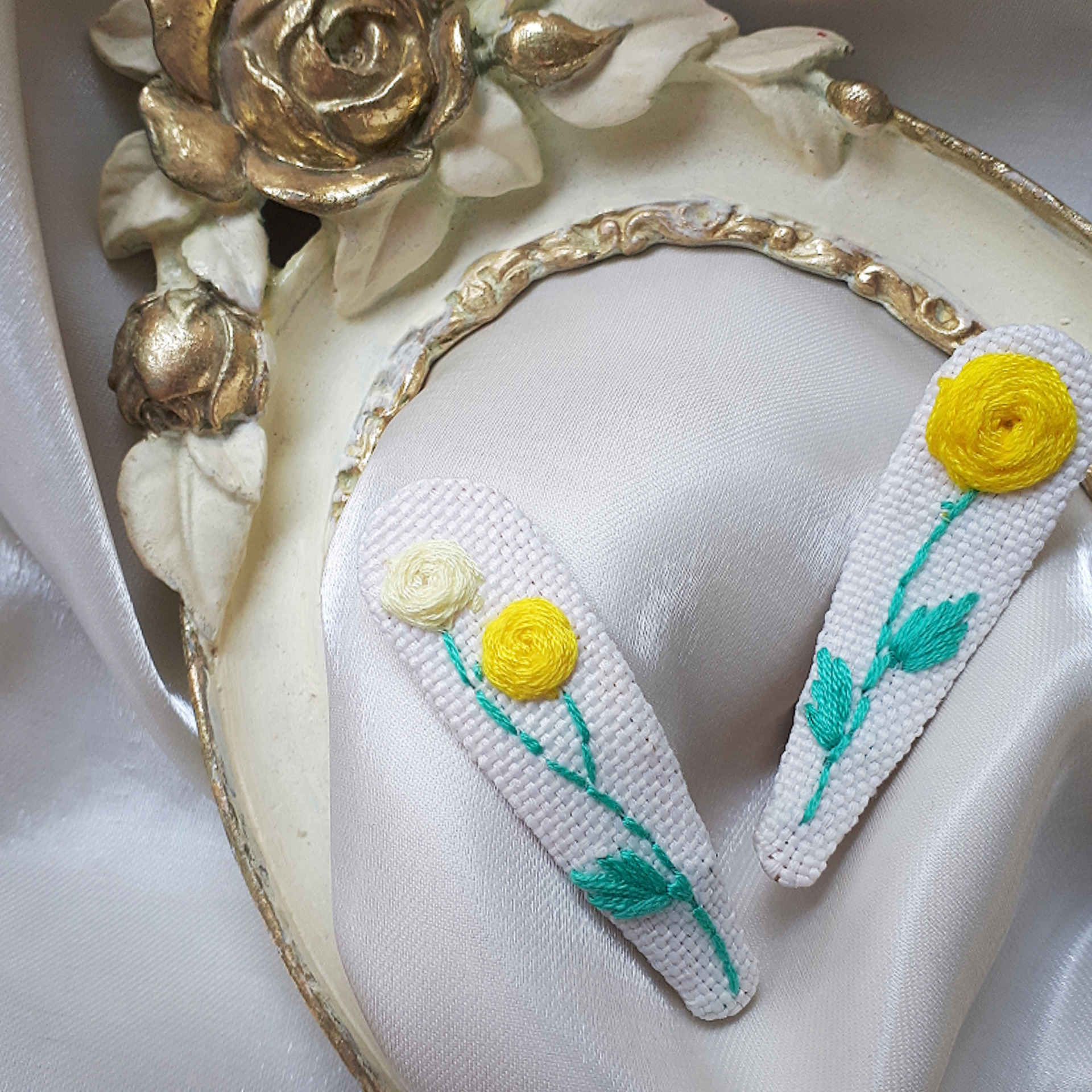 Besticktes Snap-Haarspangen-Set Handgewebt Modell Schnecke