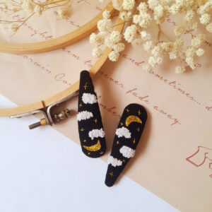 Besticktes Snap-Haarspangen-Set mit Wolken-Design Handgewebt