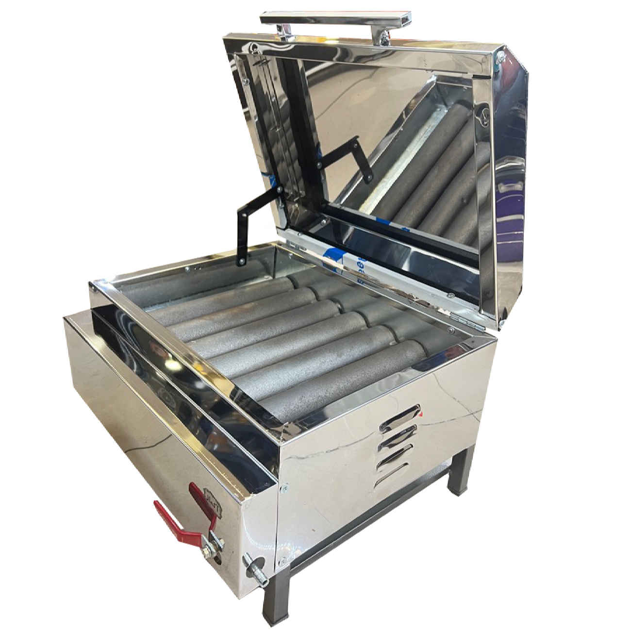 Gas Kebab Grill Brenner - Stahl mit 7 Brennern, Abdeckungsstil