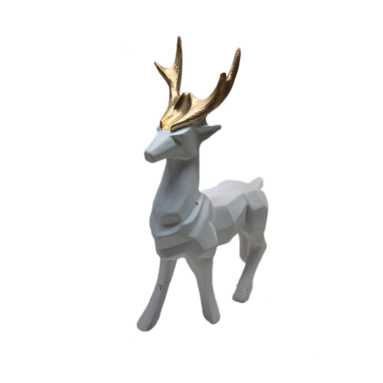 Geometrische Hirsch-Figuren im Kubismus-Stil 2 Stück – Modernes Kunst-Skulpturenset