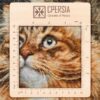 Handgeknüpfter persischer Bildteppich aus Tabriz, der eine Katze darstellt