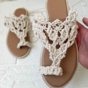 Handgefertigte Bohemian Macrame Slingback Sandalen mit weicher Sohle – Perfekt für Sommerstyling