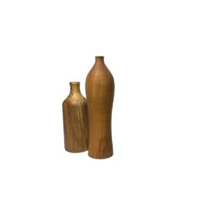 Rustikale dekorative Einzelstielvase aus massivem Naturholz – 2er-Set