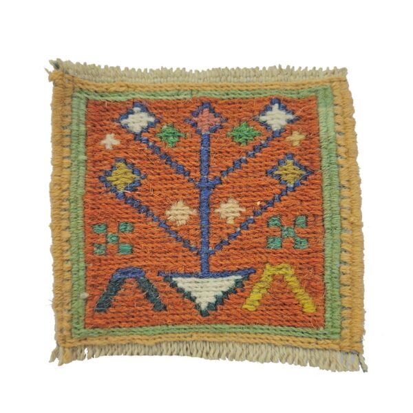 Handgewebter persischer Woll-Kilim-Untersetzer mit geometrischem Design