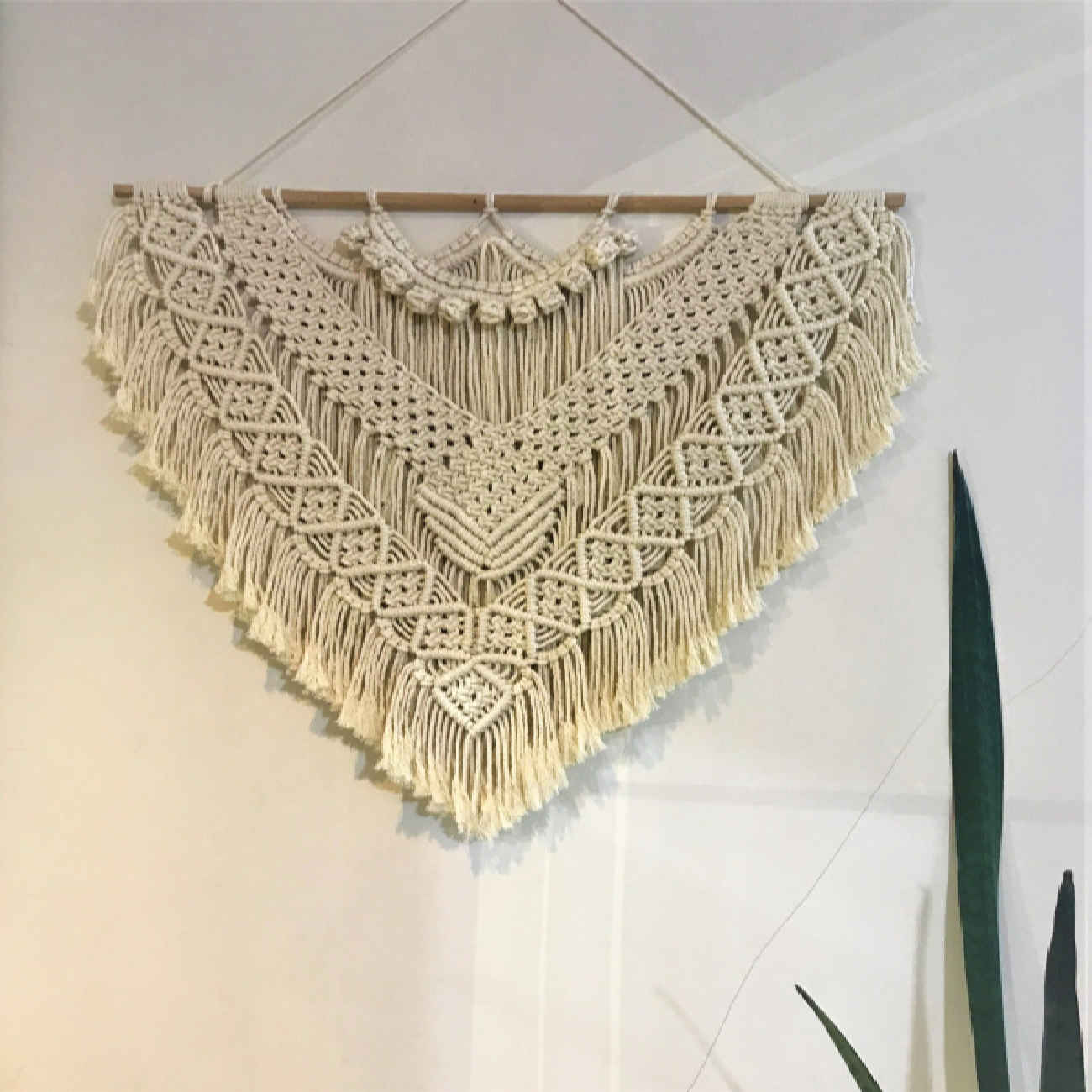 Makramee-Wandbehang Wandteppich Kunst Boho Modell Stroh