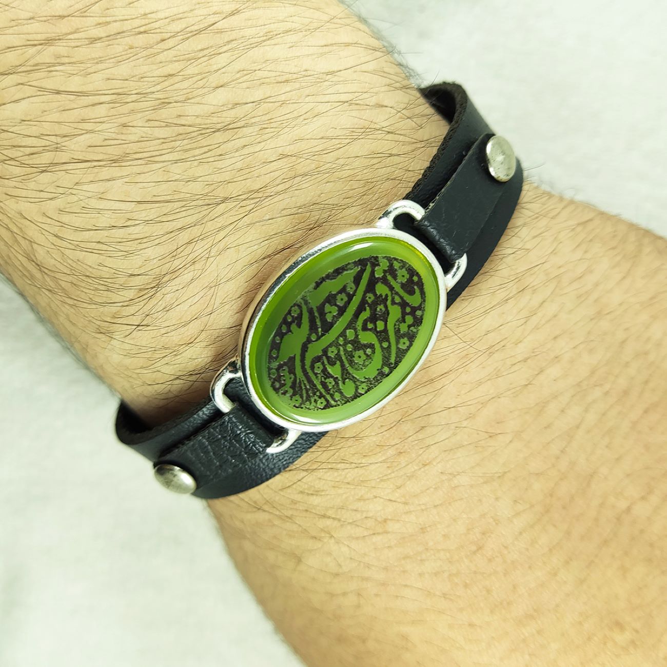 Islamisches Armband mit Leder & Achatstein für Männer