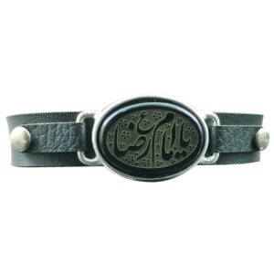 Islamisches Armband mit Leder & Achatstein für Männer in Imam Reza Kalligraphie