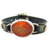 Islamisches Armband mit Leder & Achatstein mit Ya Aba Saleh Kalligraphie