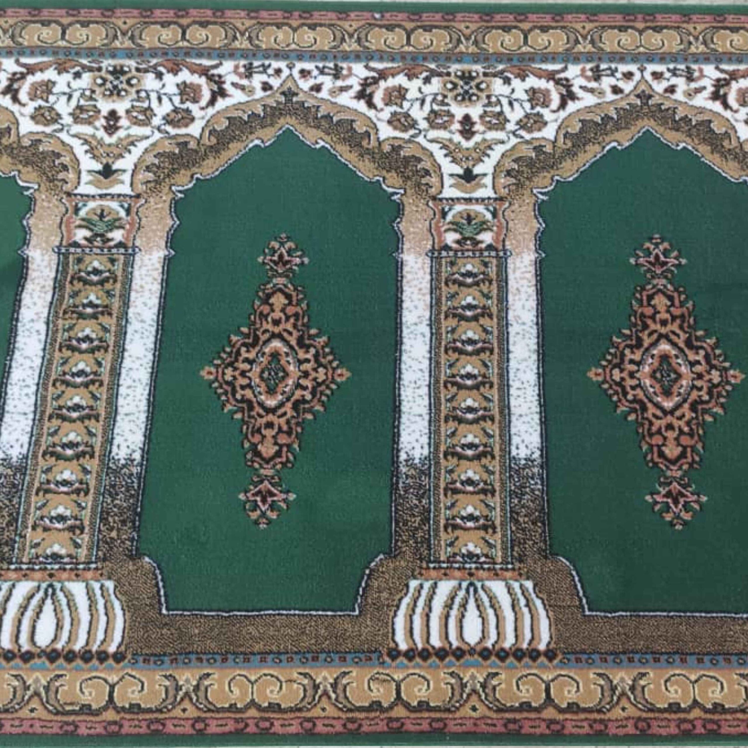 Islamischer Moscheeteppich Grüne Farbe – Premium Masjid Bodenbedeckung, 5 Meter