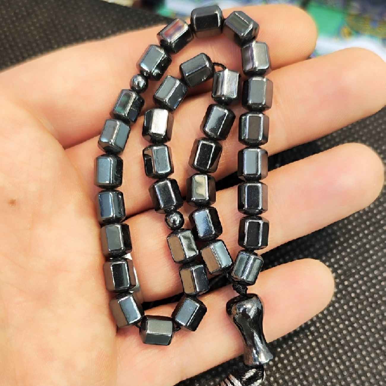 Islamischer Natürlicher Hämatit Rosenkranz mit 33 Gebetsperlen Muslimischer Tasbih gefertigt