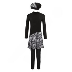 Islamisches Modisches Badebekleid Set für Frauen (3-teilig) mit Streifenmuster