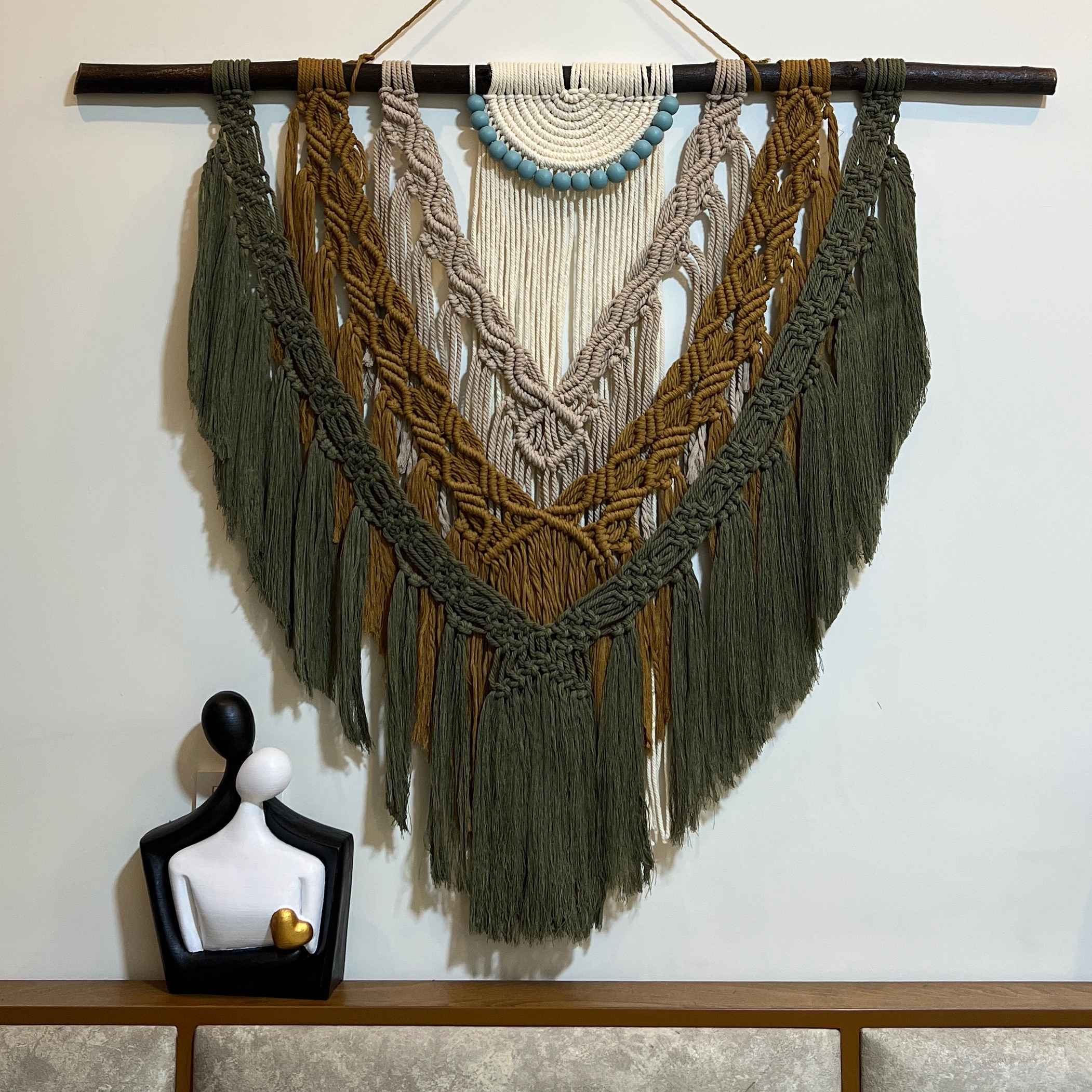 Großer Makramee-Wandbehang Wandteppich Kunst Boho Modell Komplex