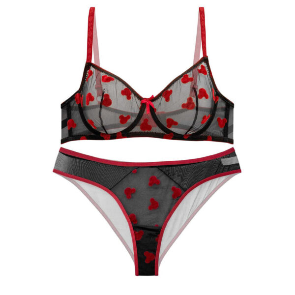 Lingerie-Set Spitzen-BH & Tanga Guipure für Damen mit Teddy-Design