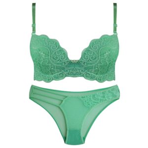Lingerie-Set gepolsterter BH & Tanga Guipure für Damen