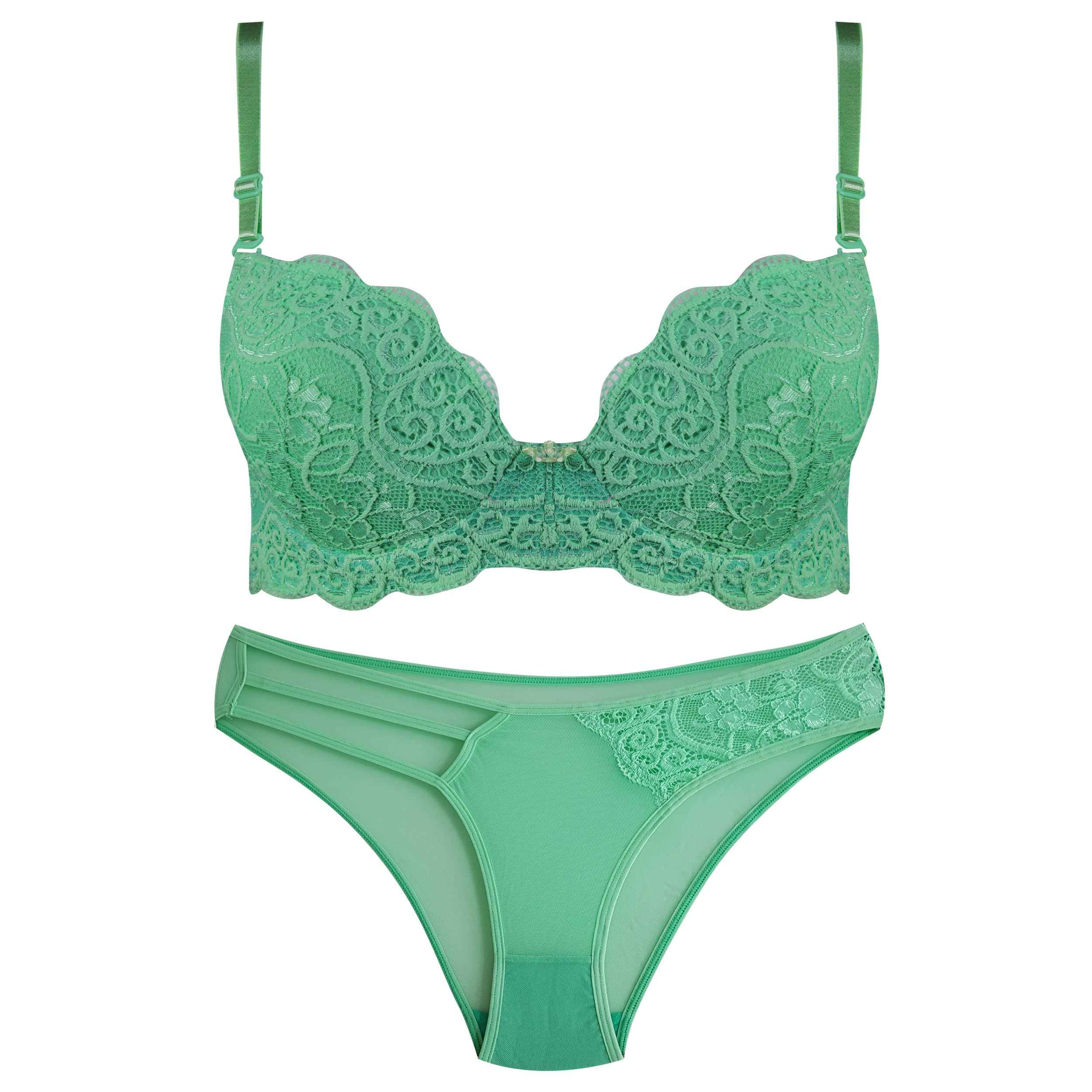 Lingerie-Set gepolsterter BH & Tanga Guipure für Damen