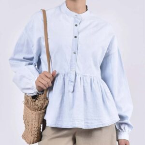 Langarm-Peplum-Bluse für Damen