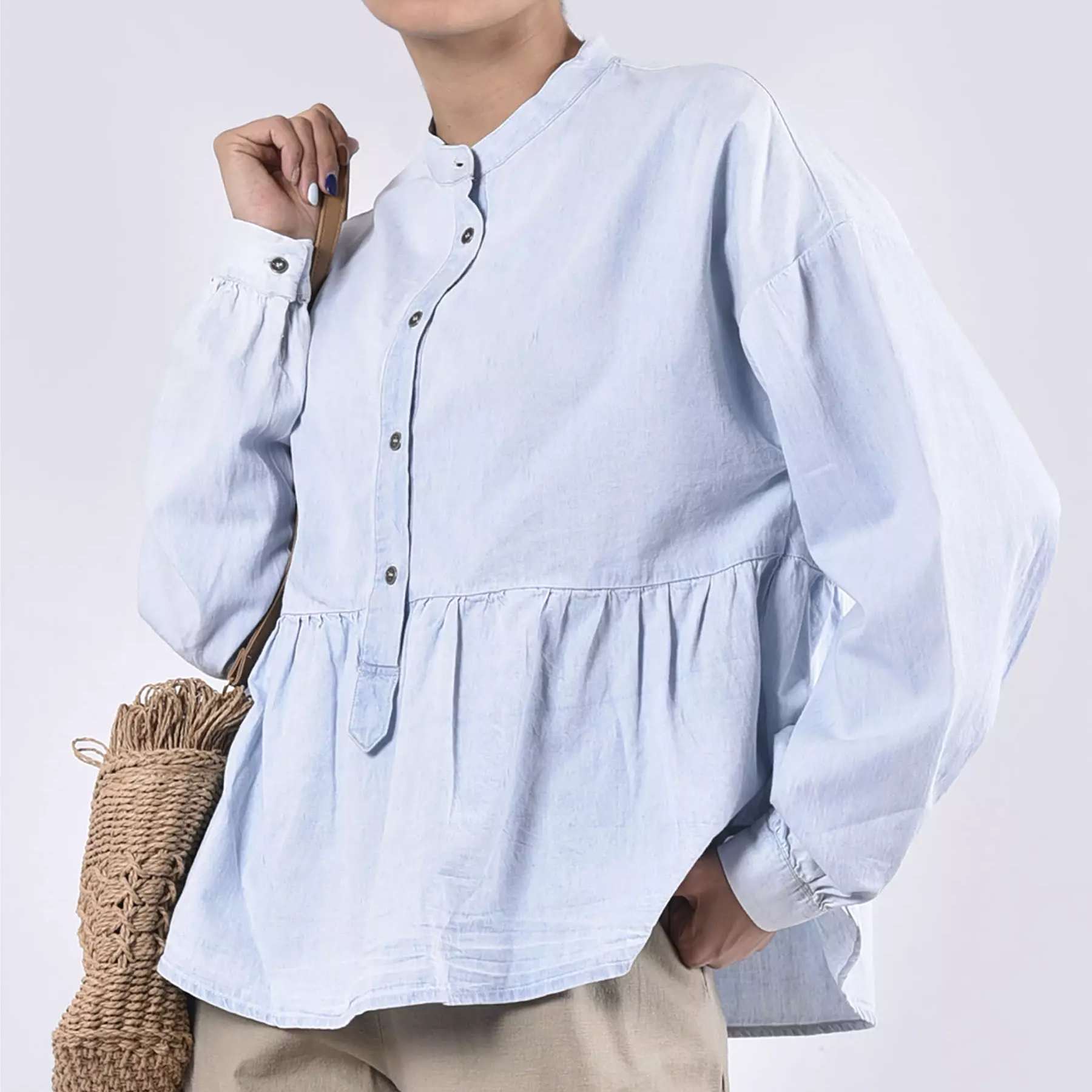 Langarm-Peplum-Bluse für Damen