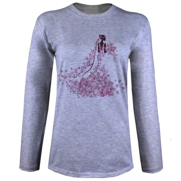 Langarm-T-Shirt für Damen mit floralem Druckdesign