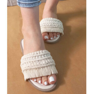 Macrame Boho Chic Flache Hausschuhe Handgemacht für Damen