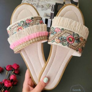 Macrame Boho Chic Flache Hausschuhe für Damen Modell Bestickt