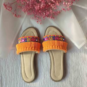 Macrame Boho Chic Flache Hausschuhe für Damen Modell Geometrisch Bestickt