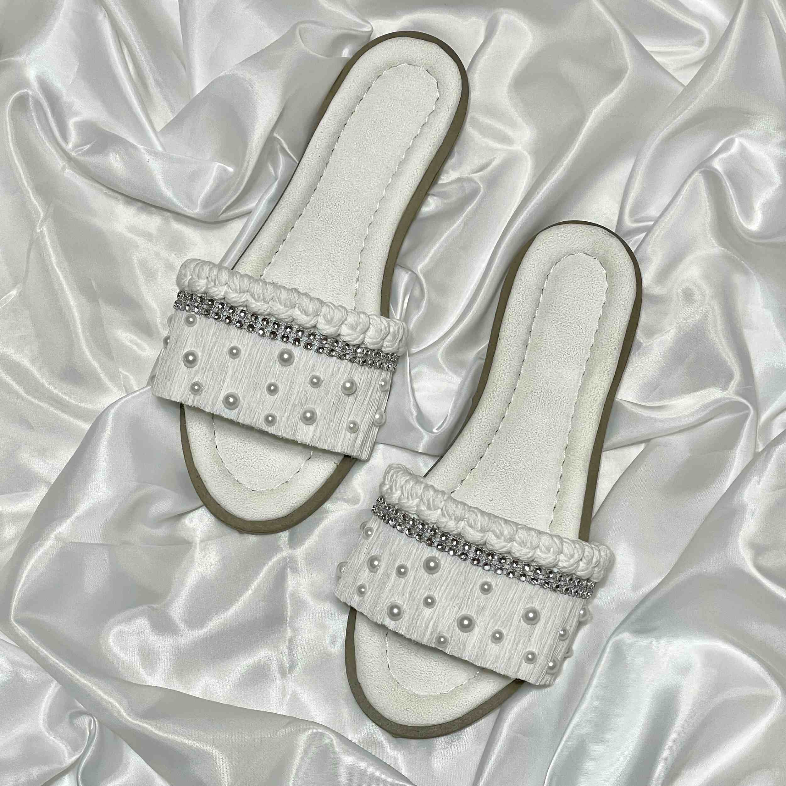 Macrame Boho Chic Flache Hausschuhe für Damen Modell Pearl