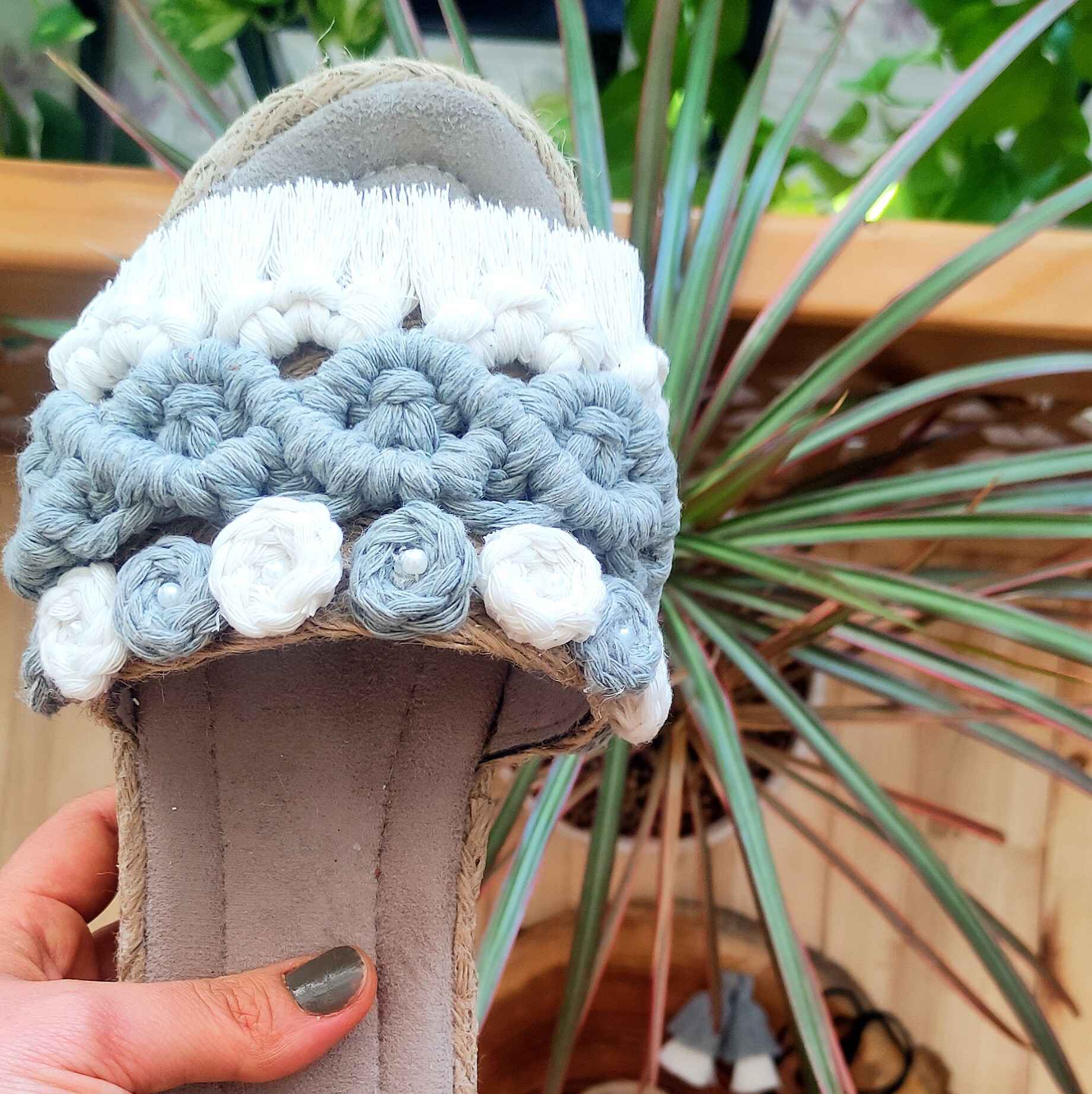 Macrame Boho Chic Hausschuhe für Damen Modell Rose