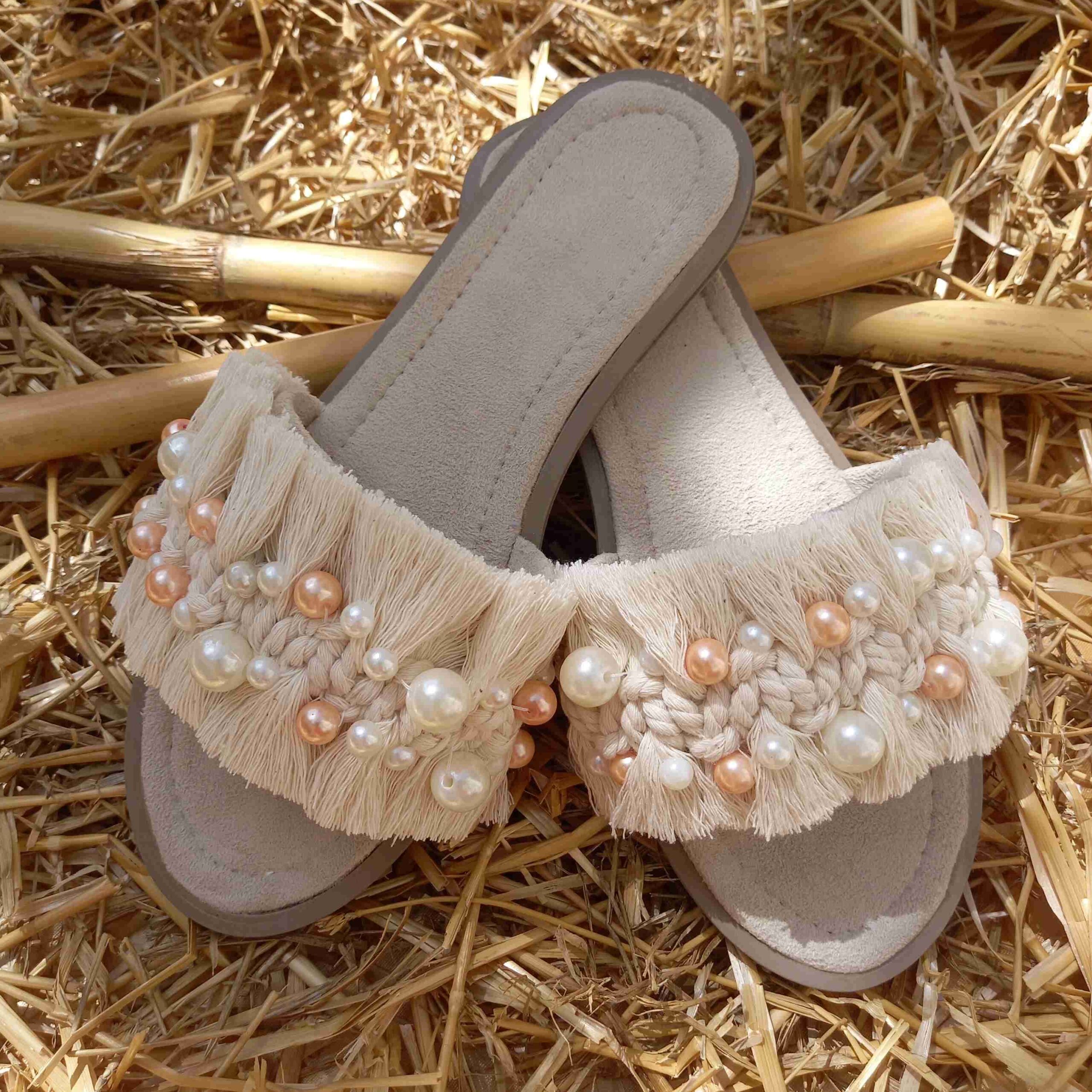 Macrame Boho Chic Hausschuhe für Damen Modell Pearl