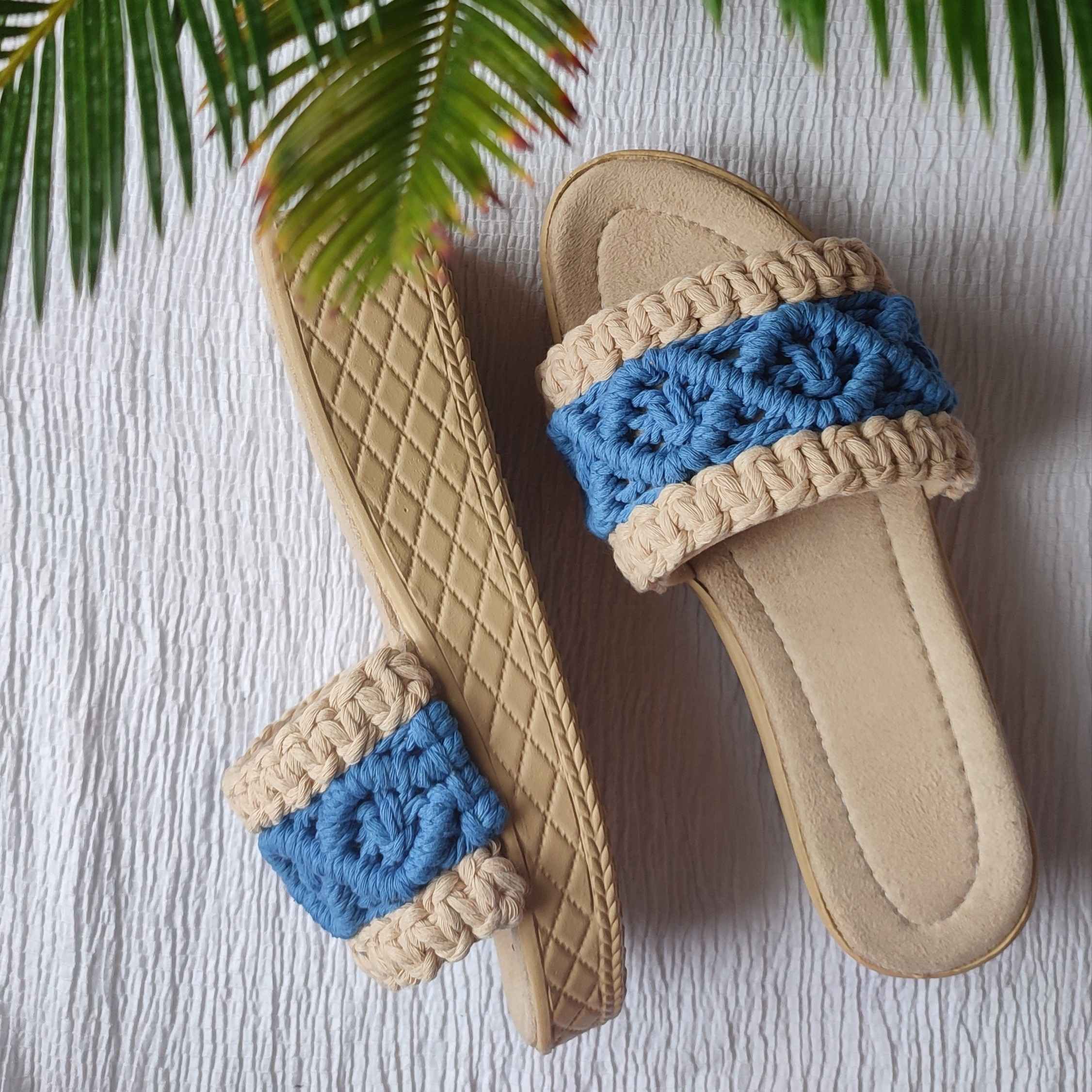 Macrame Boho Chic Keil-Slippers für Damen