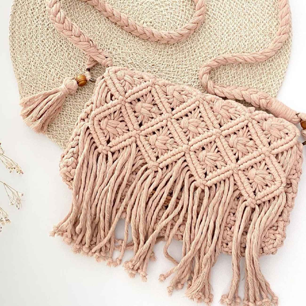 Macrame Schultertasche - Handgewebt für Frauen Modell Hana