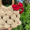 Macrame Tasche - Handgewebt mit Holzgriff Modell Walnuts