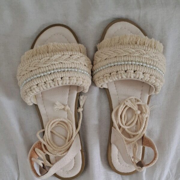 Macrame Slingback Flache Sandalen Handgemacht