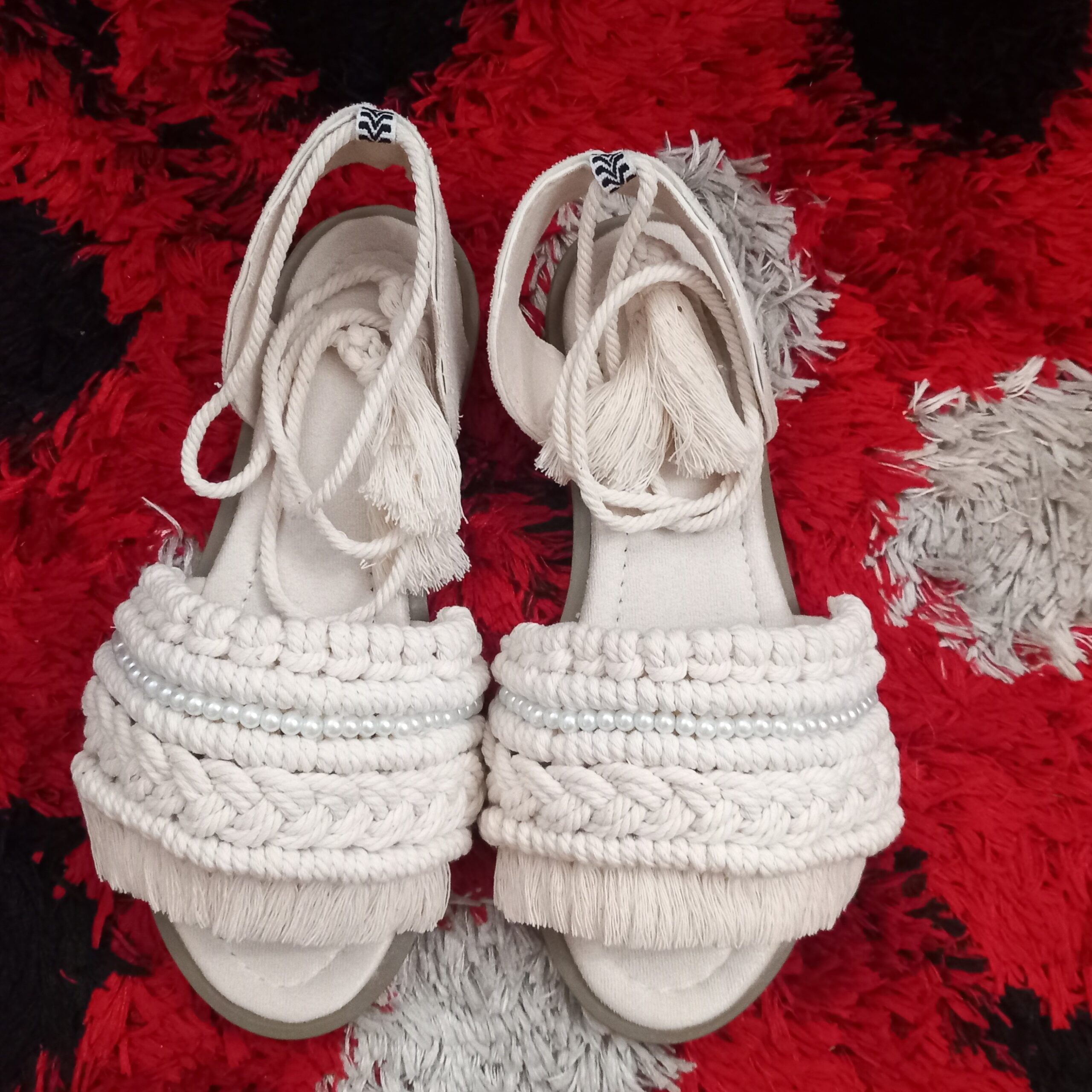 Macrame Slingback Flache Sandalen Handgemacht