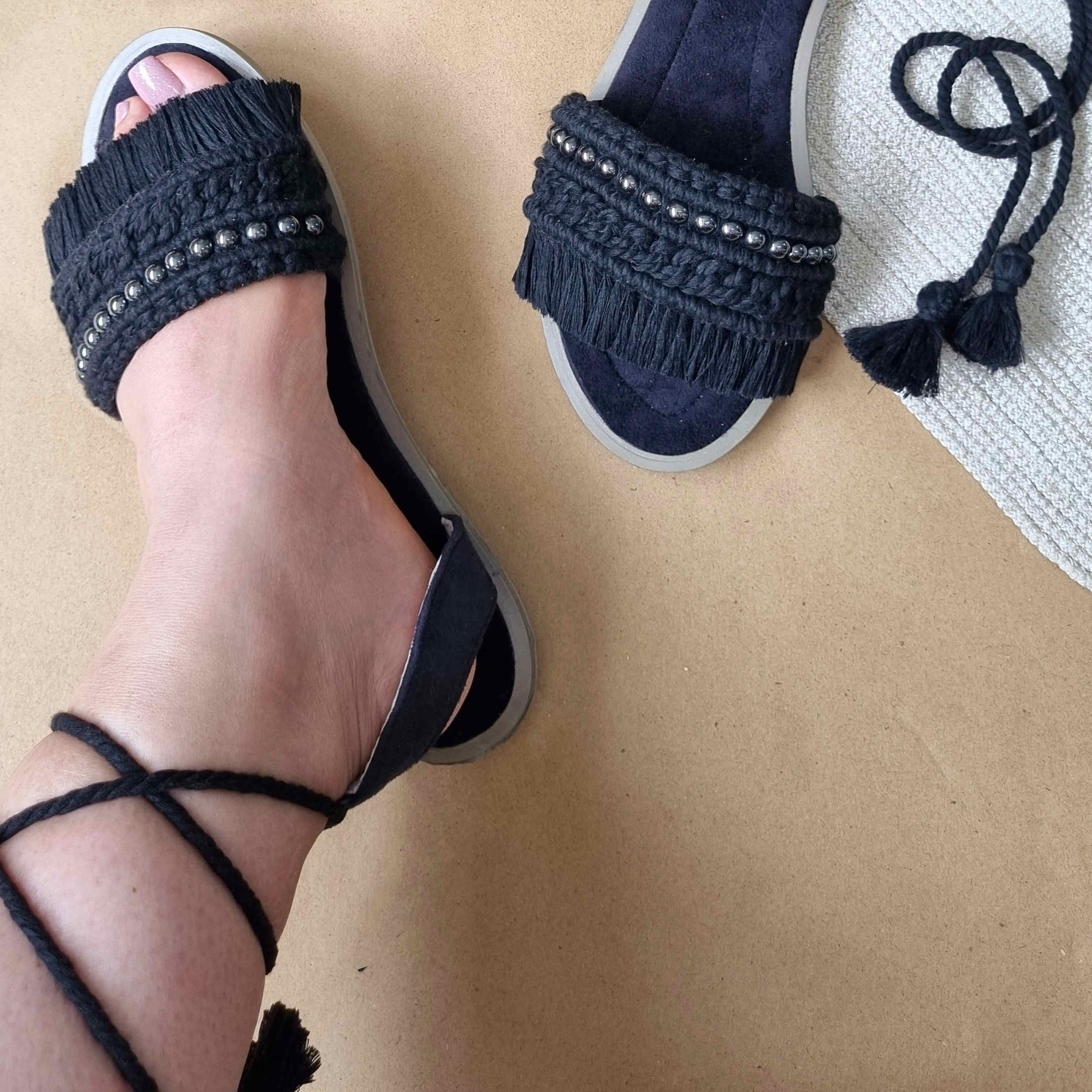 Macrame Slingback Sandalen Handgemacht für Damen