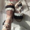 Macrame Slingback Sandalen Handgemacht Modell Schwarz & Weiß
