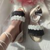Macrame Slingback Sandalen Handgemacht Modell Schwarz & Weiß