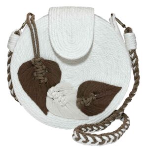Macrame Sling Tasche für Frauen – Handgewebt mit Blatt Design