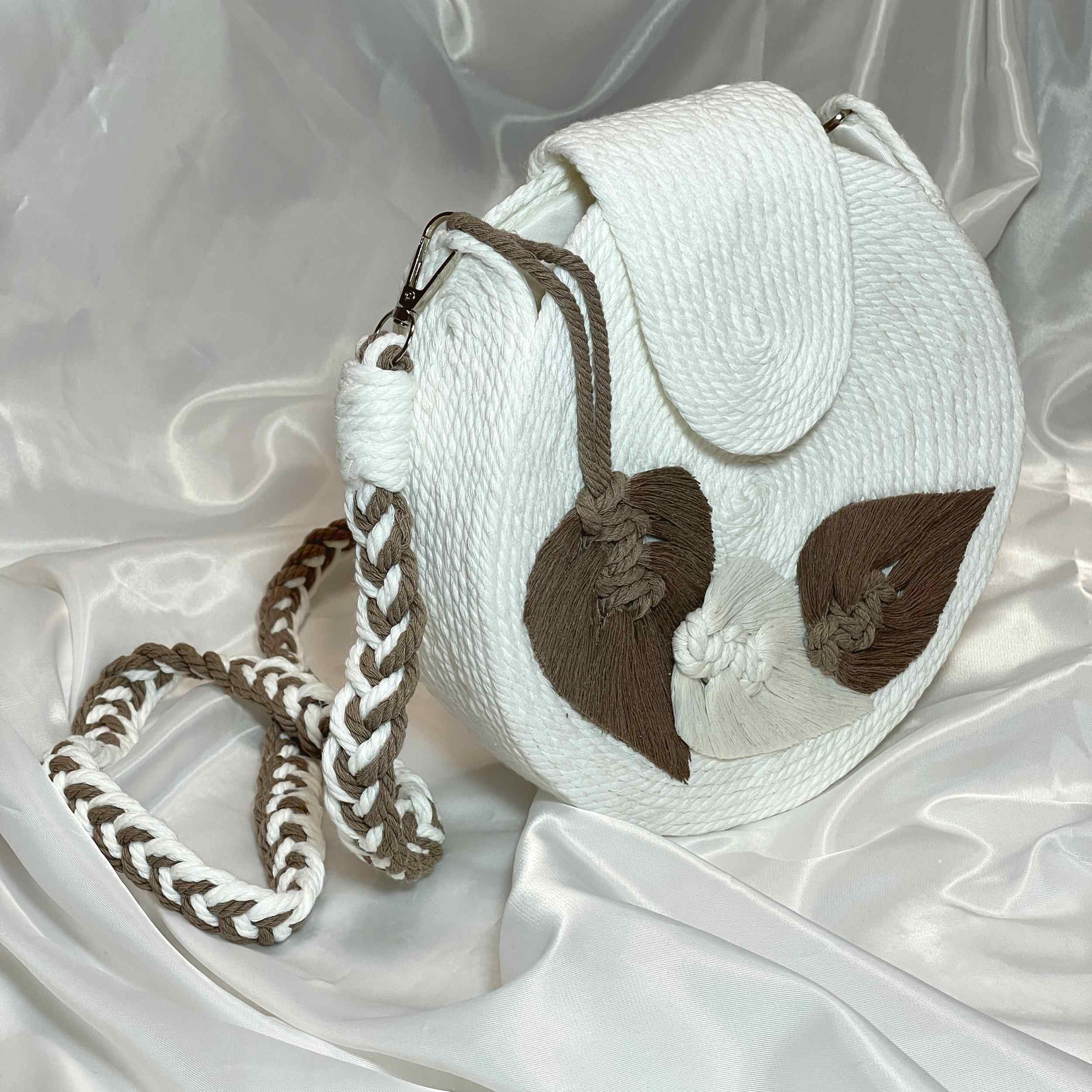 Macrame Sling Tasche für Frauen – Handgewebt mit Blatt Design