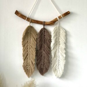 Makramee-Wandbehang Wandteppich Kunst Boho mit Bambusholz