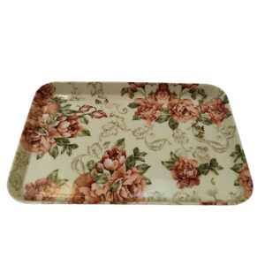 Melamin-Serviertablett, langlebig & leicht, cremiges Blumendesign
