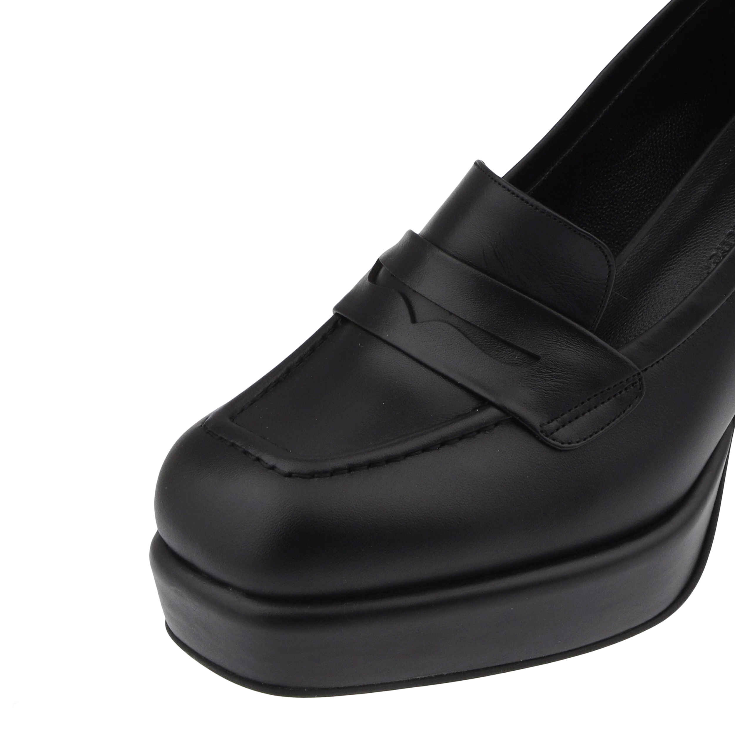 Natürliche Leder Loafer mit hohen Absätzen für Damen